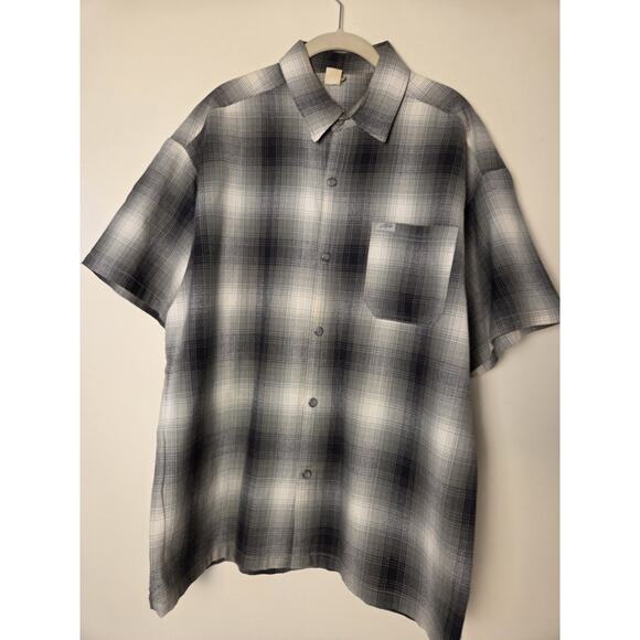 CalTop Shirt Mens XL Gray Plaid Short Sleeve Button Up USA Flannel VTG OG Street - Picture 2 of 9